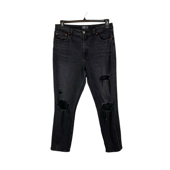 Abercrombie & Fitch Black/Grey Simone High Rise Slim Distressed Jeans size 14 - Picture 2 of 8